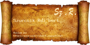 Szurcsik Róbert névjegykártya